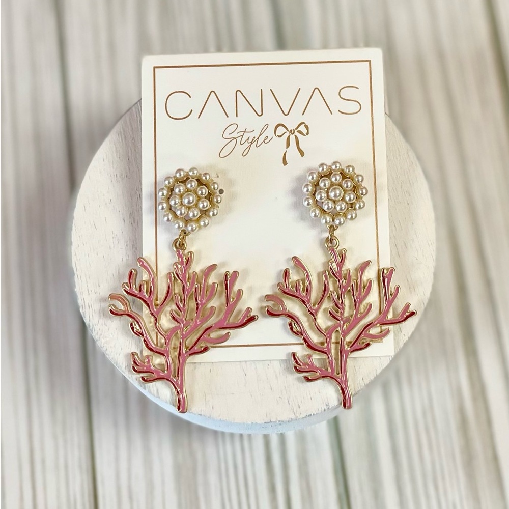 Coral and Pearl Earrings